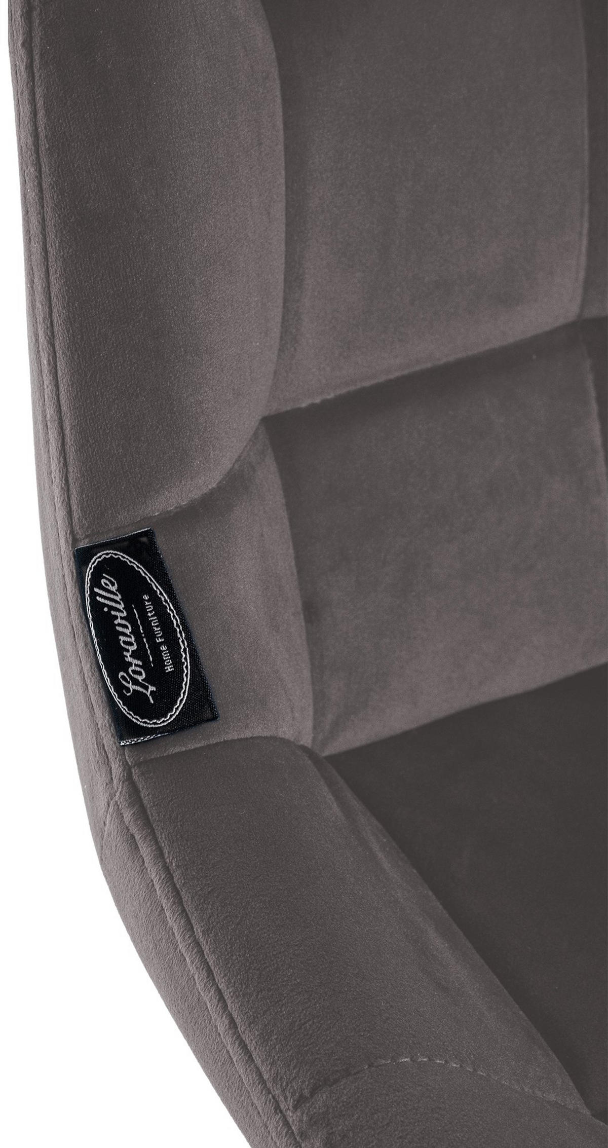 BARHOCKER Welton Samt grau - Schwarz/Grau, Textil/Metall (49/104/56cm) - TPFLiving
