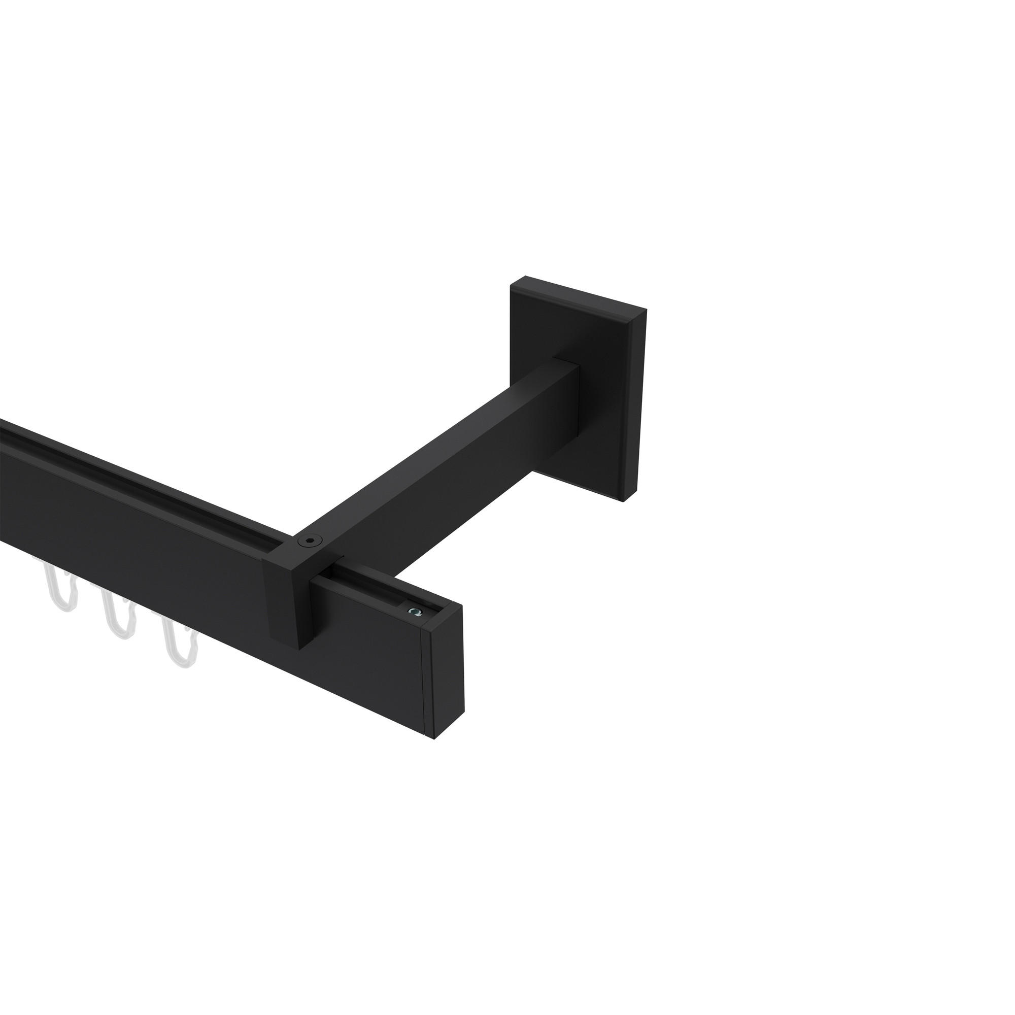 INNENLAUF-GARDINENSTANGEN-SET Smartline Paxo 240 cm (geteilt in 2 x 120 cm), 1-läufig, 14x35 mm Schwarz - Schwarz, Metall (240cm) - INTERDECO