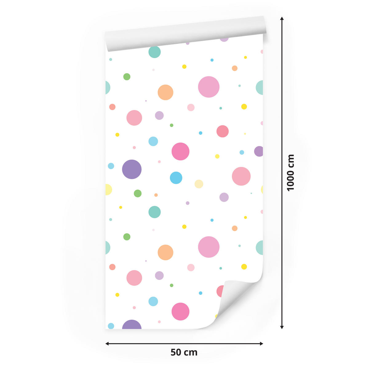 VLIESTAPETE Bunte Pastellpunkte – Bunt, Weiß – 50x1000 cm - Multicolor/Weiß, Papier (50/1000cm) - Muralo