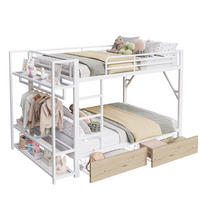 ETAGENBETT 140/200 cm aus Metall mit LED-Lichtleiste, Weiß - Weiß, Metall (140/200cm) - OKMYHOME