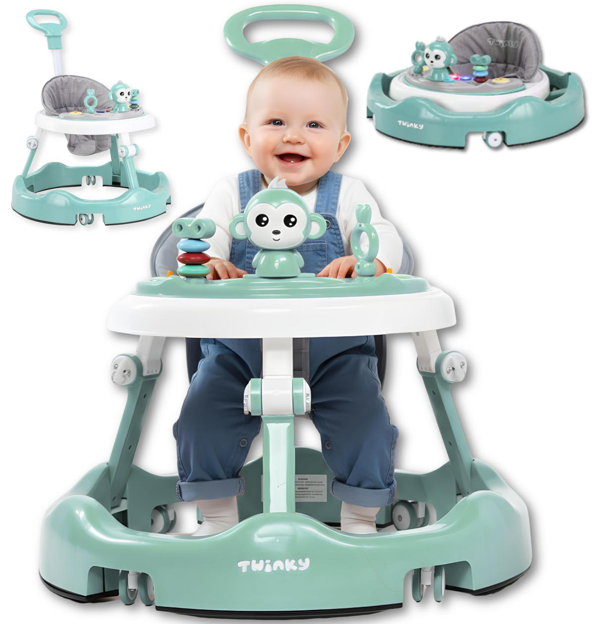 LAUFLERNWAGEN mit Spielset & Bodenmatte Mint Grün - Mintgrün, Kunststoff (70/70cm) - Twinky