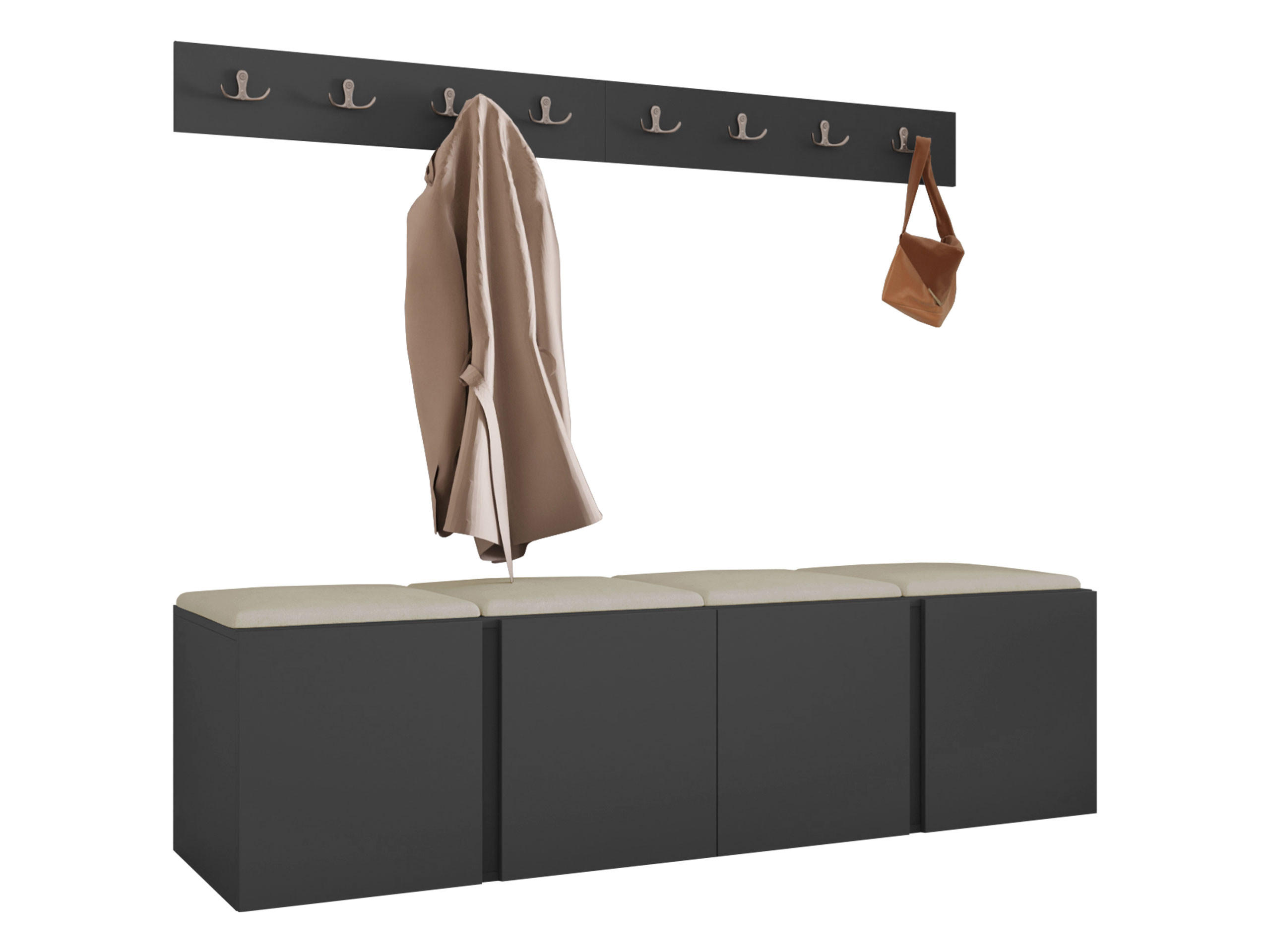 MOBILIER PENTRU HOL Orion VII - bej/grafit, material plastic/compozit lemnos (168/42/46cm) - MIRJAN24