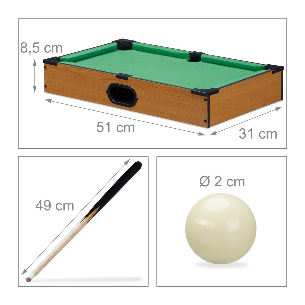 TISCHBILLARD - Multicolor, Holzwerkstoff/Kunststoff (51/31cm) - Relaxdays