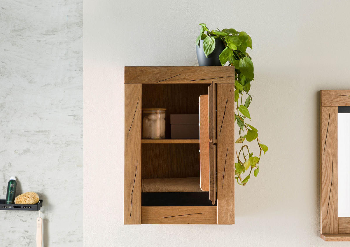 HÄNGESCHRANK Wildeiche / Zerreiche 44x35x63 natur geölt MONTREUX #57 - Braun, Holz (44/63/35cm) - Massivmoebel24