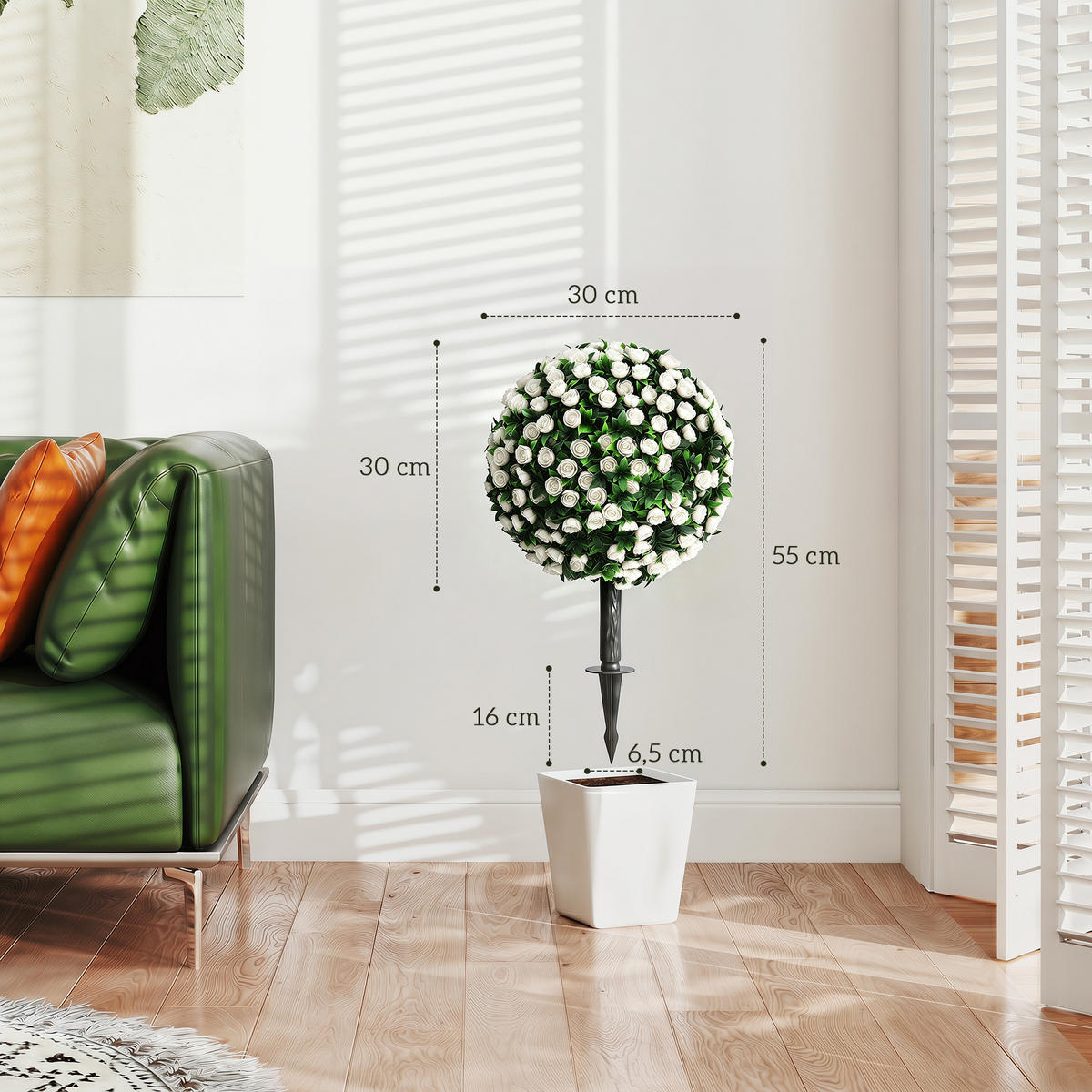 KÜNSTLICHE Pflanzen Weiß 30.0/30.0/55.0cm - Weiß, Kunststoff (55cm)