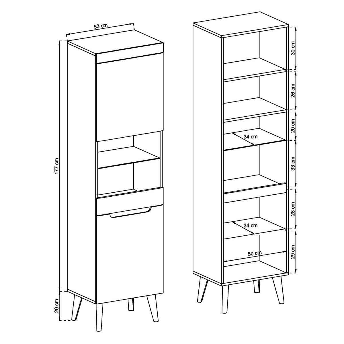 VITRINE SUDBURRY WIT1-2D Fronten, in Hochglanz aus MDF-Platte, Weiß - Weiß, Holz/Holzwerkstoff (53/197/40cm) - Komodee