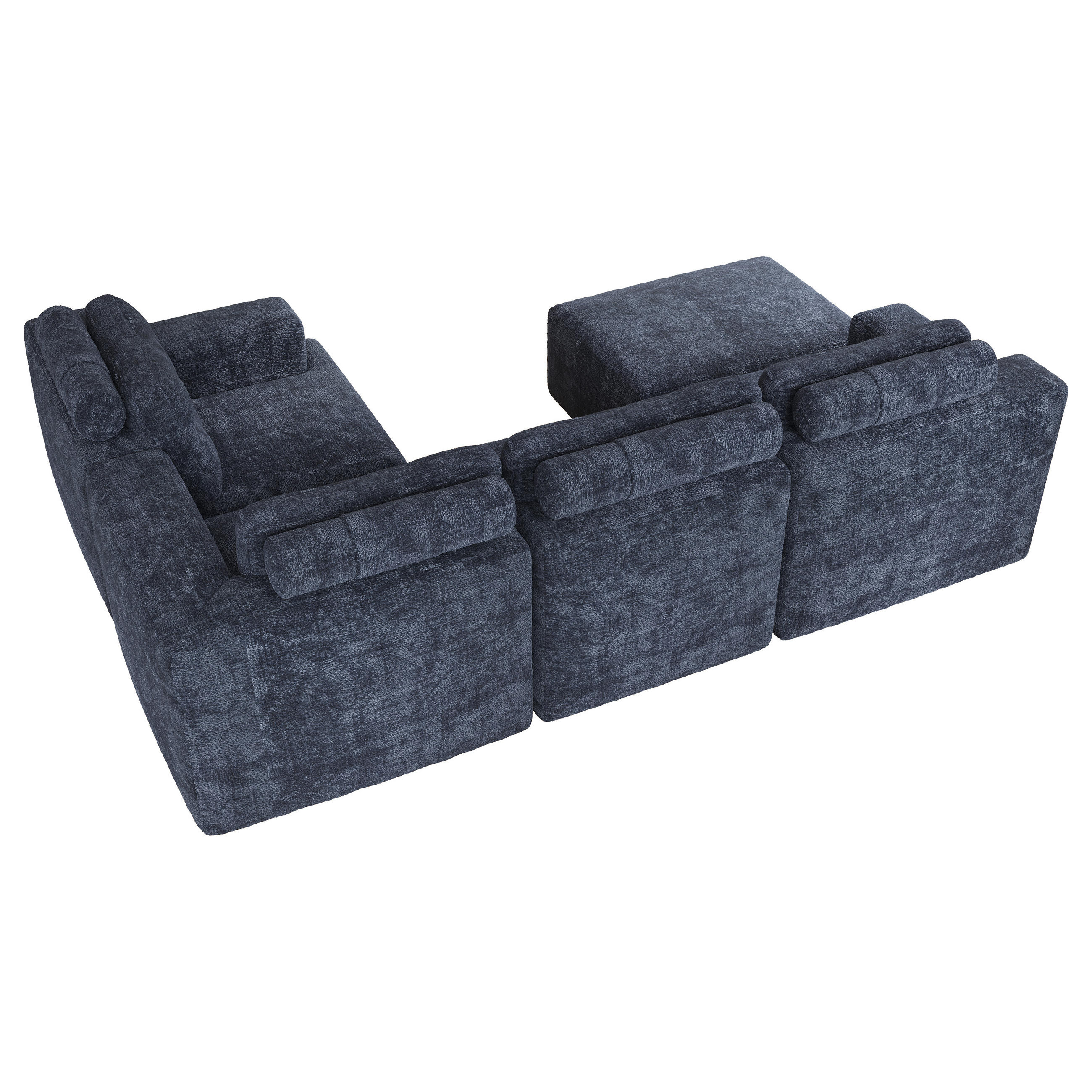 WOHNLANDSCHAFT mit rahmenloser Konstruktion und Chenille-Bezug - Blau, Textil (252/82/180cm) - EVRYAE