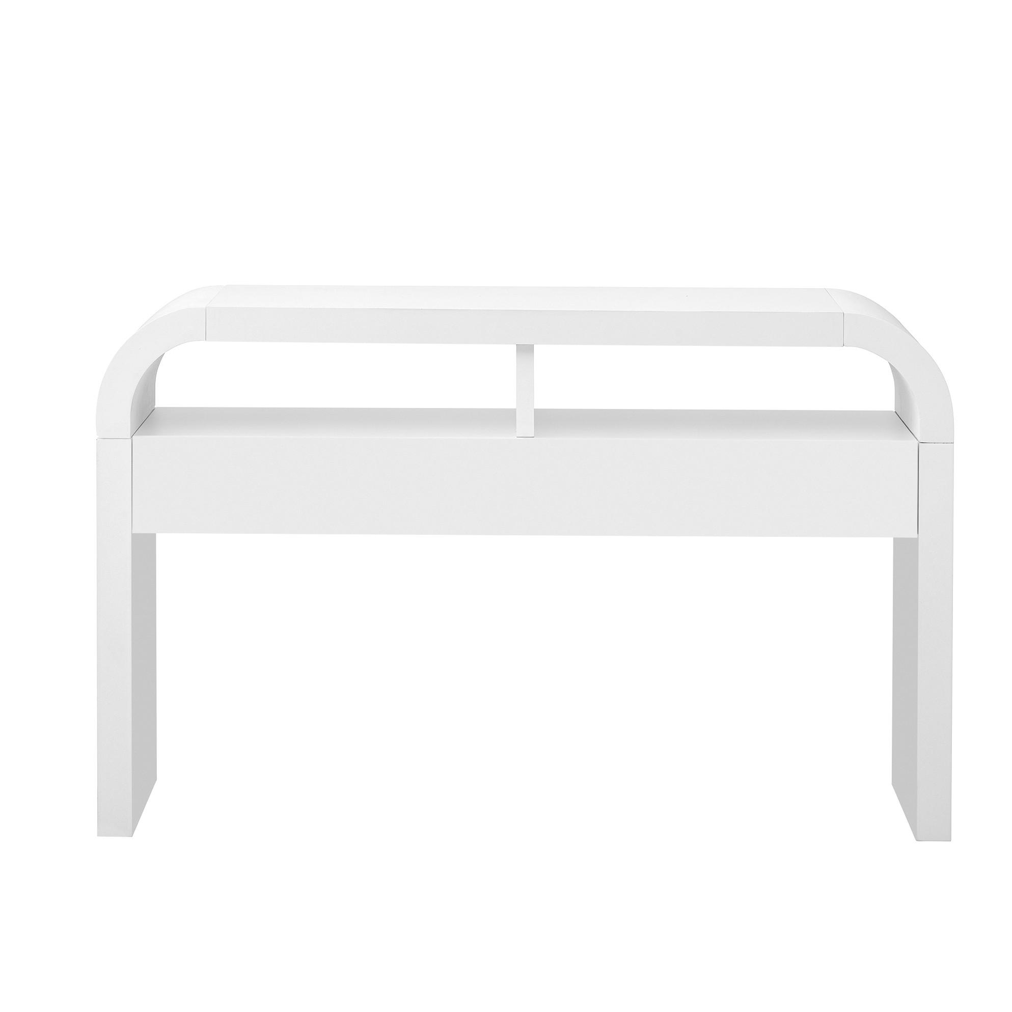 KONSOLENTISCH aus MDF 120x35,5x76,5 cm Weiß mit 2 Schubladen, offenen Fächern und verstellbaren Füßen - Weiß, Holzwerkstoff (35.5/120/76.5cm) - Modfu