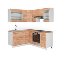 ECKKÜCHE Fame-Line Goldkraft Eiche/Weiß 160 x 190 cm, AP Eiche - Honigeiche/Eiche Wotan, Holzwerkstoff (190/81.6/60cm) - Vicco