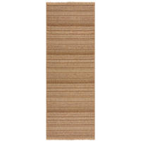 TEPPICH Outdoor Flachgewebe Boho Streifen Jute-Optik, Balkon schmutzabweisend Ocker Läufer 80x230 - Braun, Textil (80/230cm) - KADIMA DESIGN