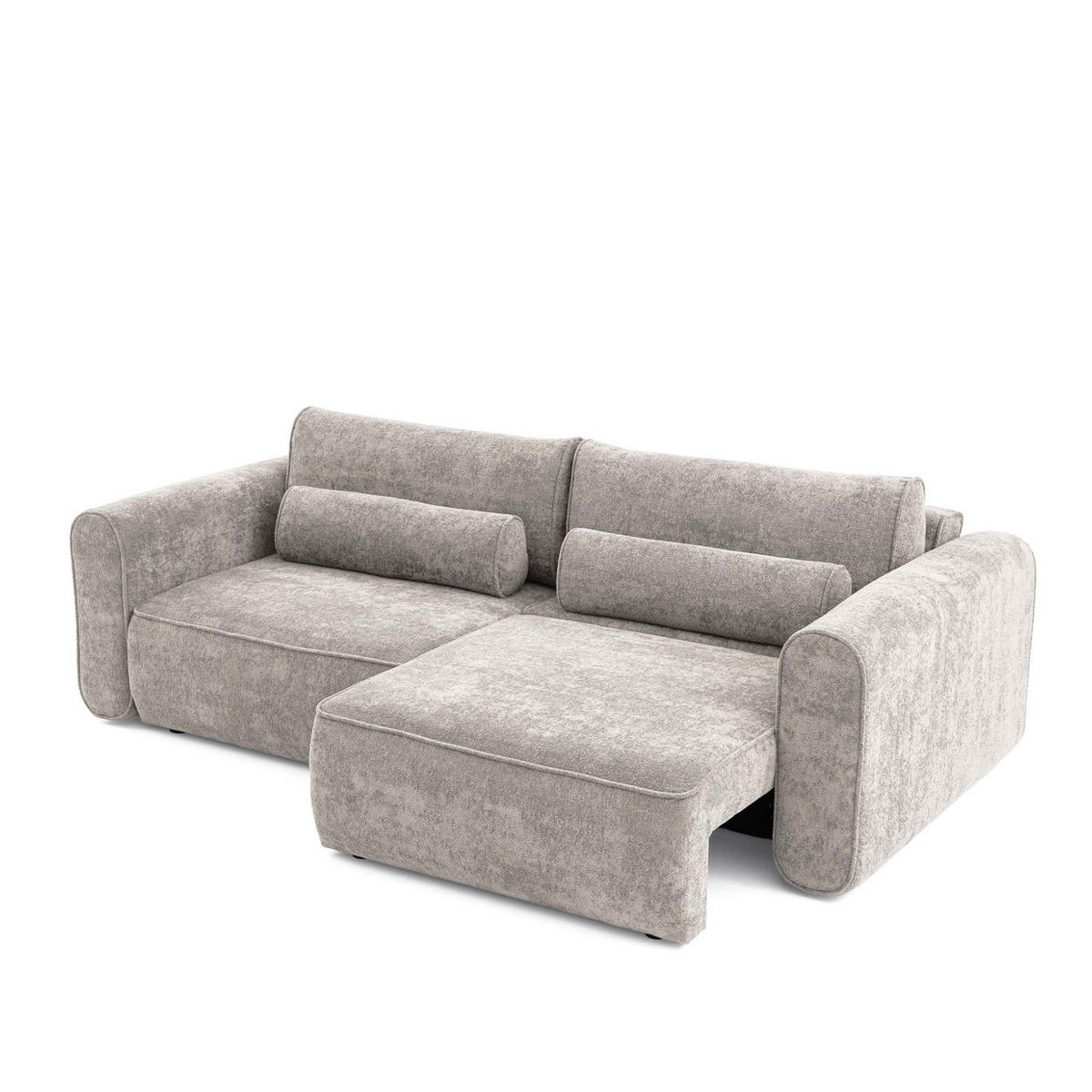 ECKSOFA MOTION mit Schlaffunktion 130x200 Webstoff Hellgrau - Hellgrau/Schwarz, Holz/Textil (250/166cm) - Muffo