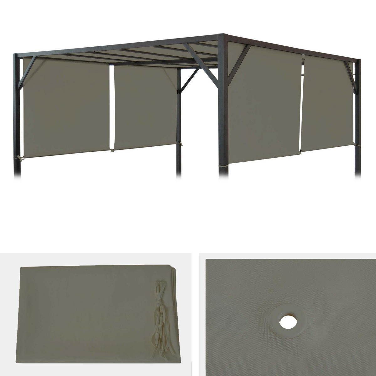 ERSATZBEZUG DACH FÜR PERGOLA BEJA taupe - Taupe, Textil (372/1/596cm) - MCW