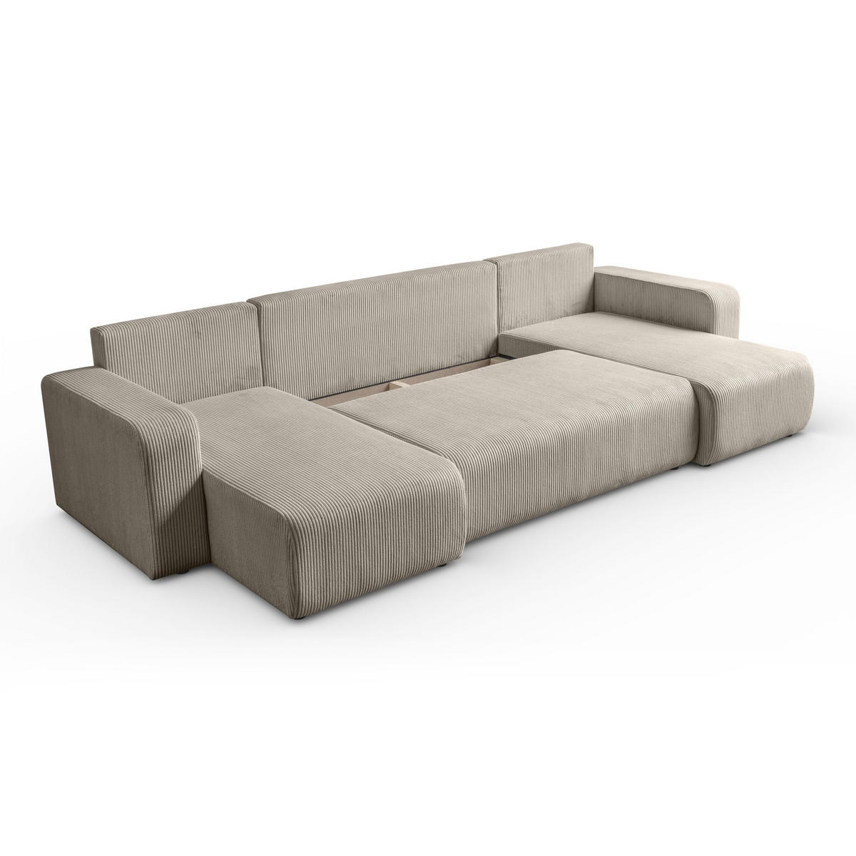 ECKSOFA PRESTIGE U mit Schlaffunktion, Poso 02 - Beige, Textil (317/83/143cm) - Lookway