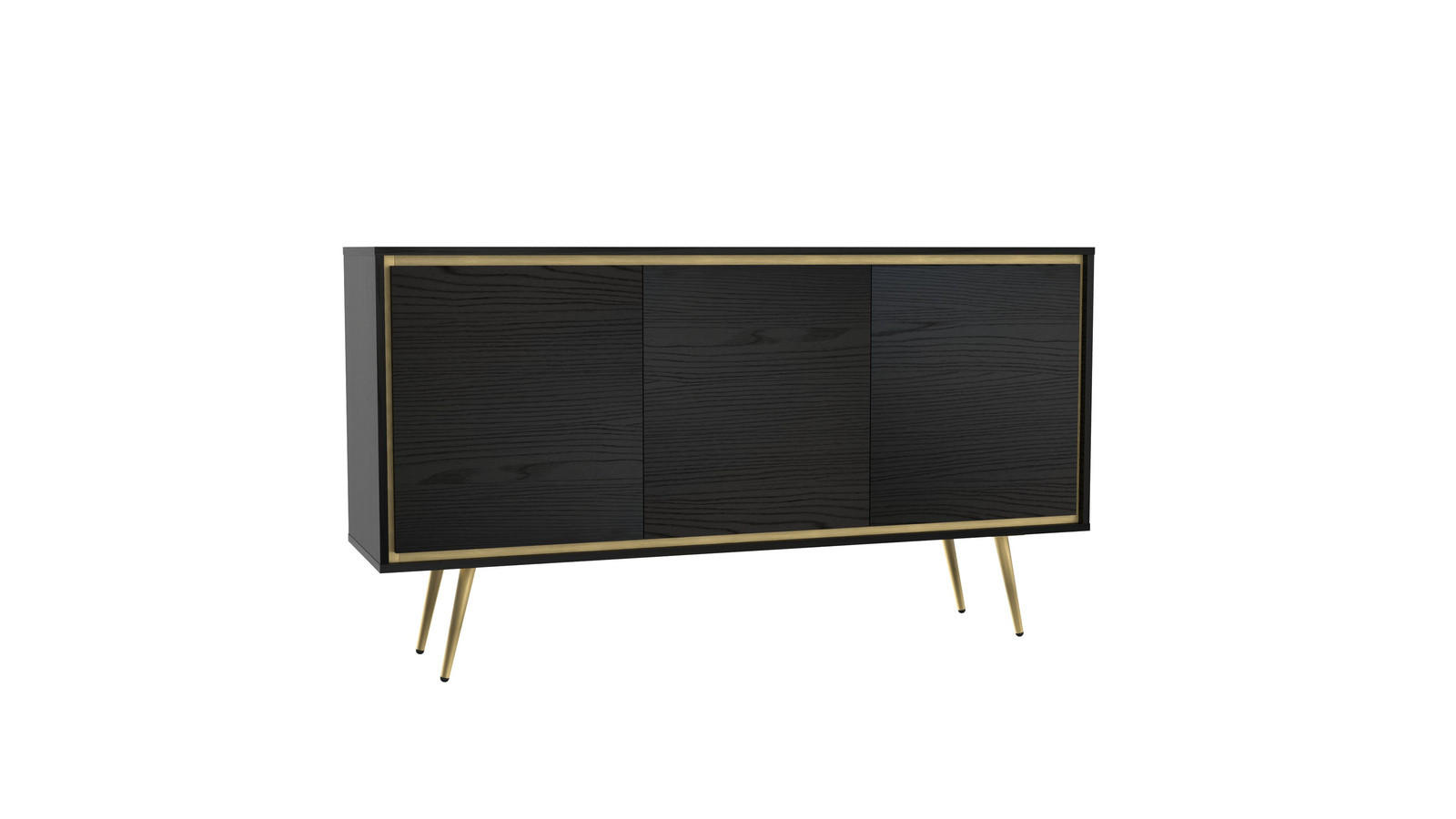 KOMMODE Tori 150 cm Black Graphite - Goldfarben/Schwarz, Holzwerkstoff/Metall (150/80/40cm) - Ravio