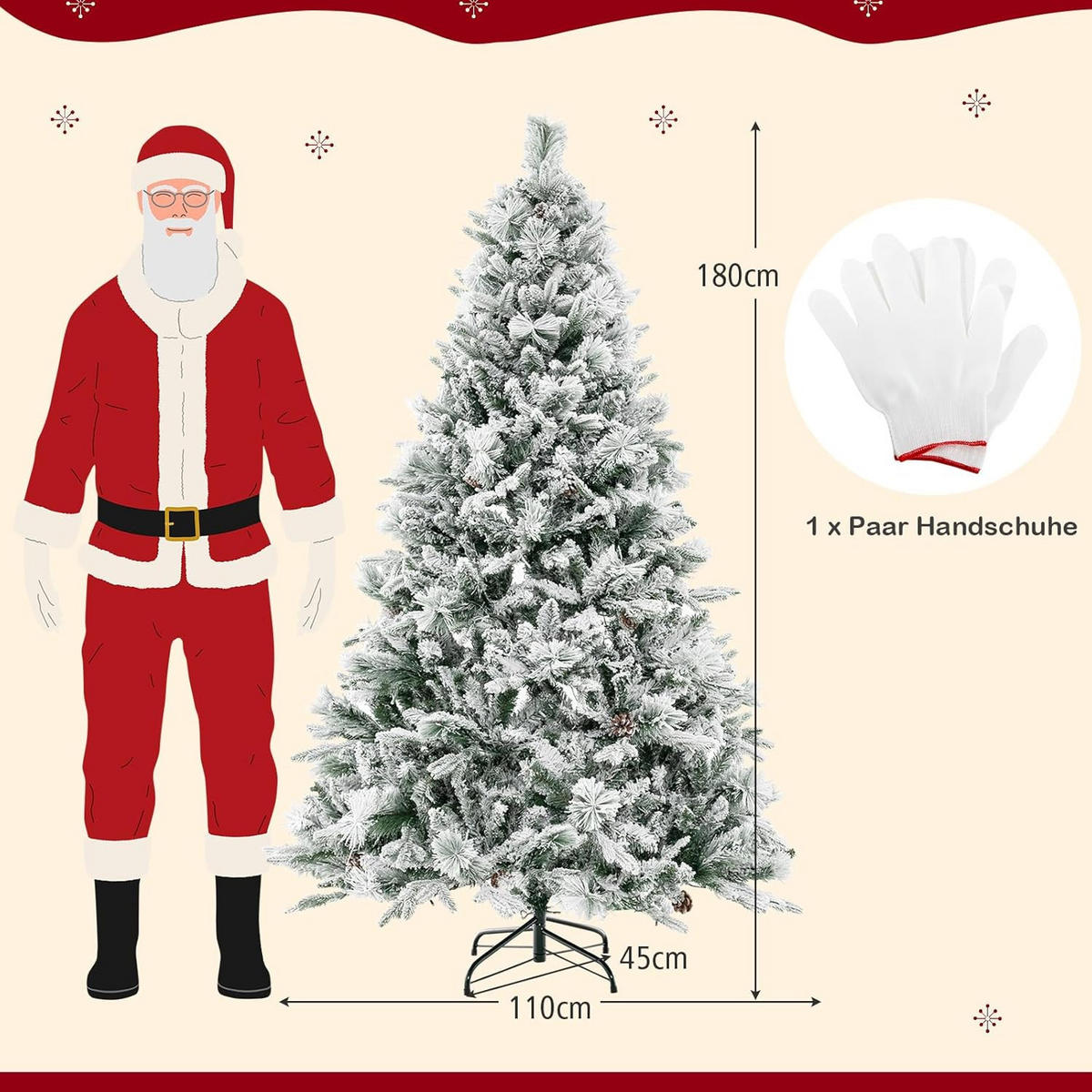 WEIHNACHTSBAUM Beleuchtung Grün - Grün, Kunststoff (180cm) - COSTWAY