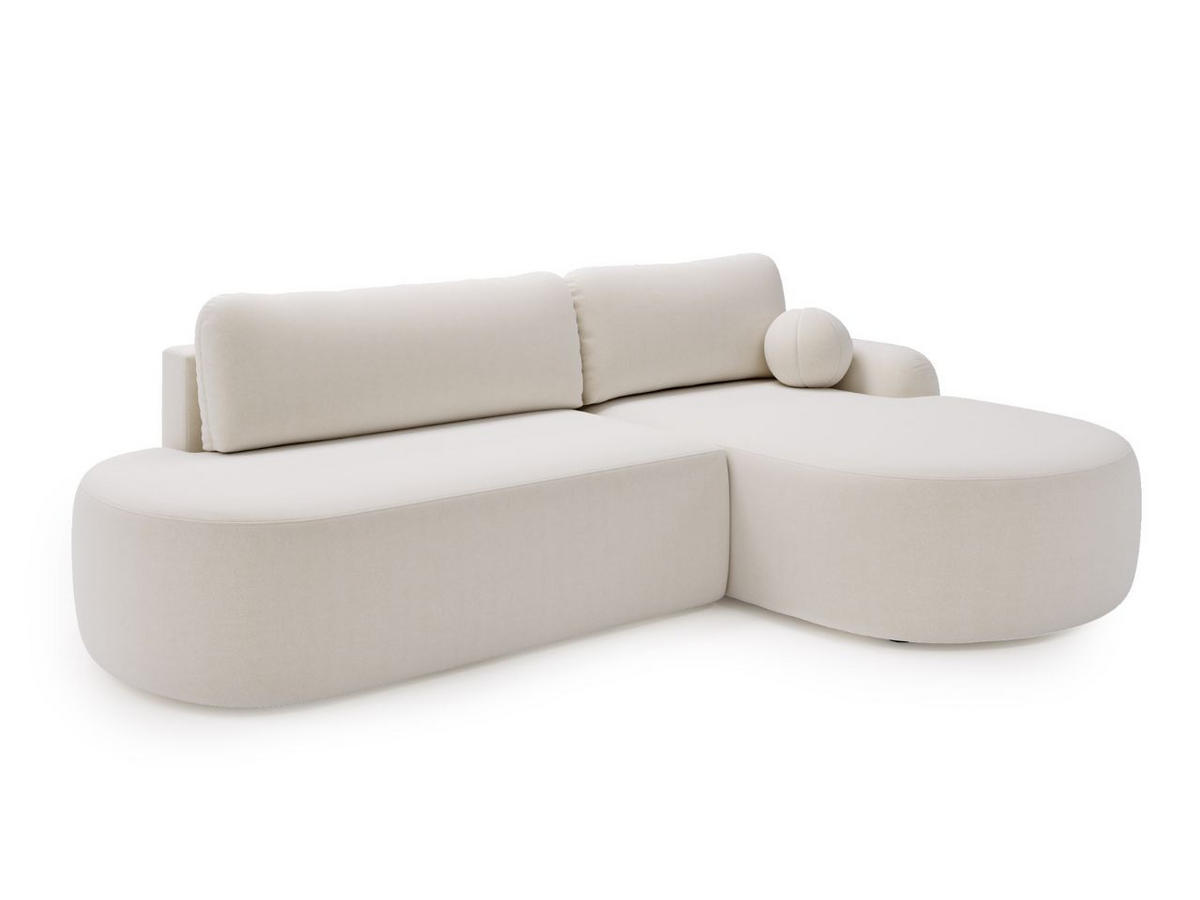 ECKSOFA Aurio O Bouclé-Stoff Weiß Rechts - Weiß, Holz/Textil (271/177cm) - Graingold