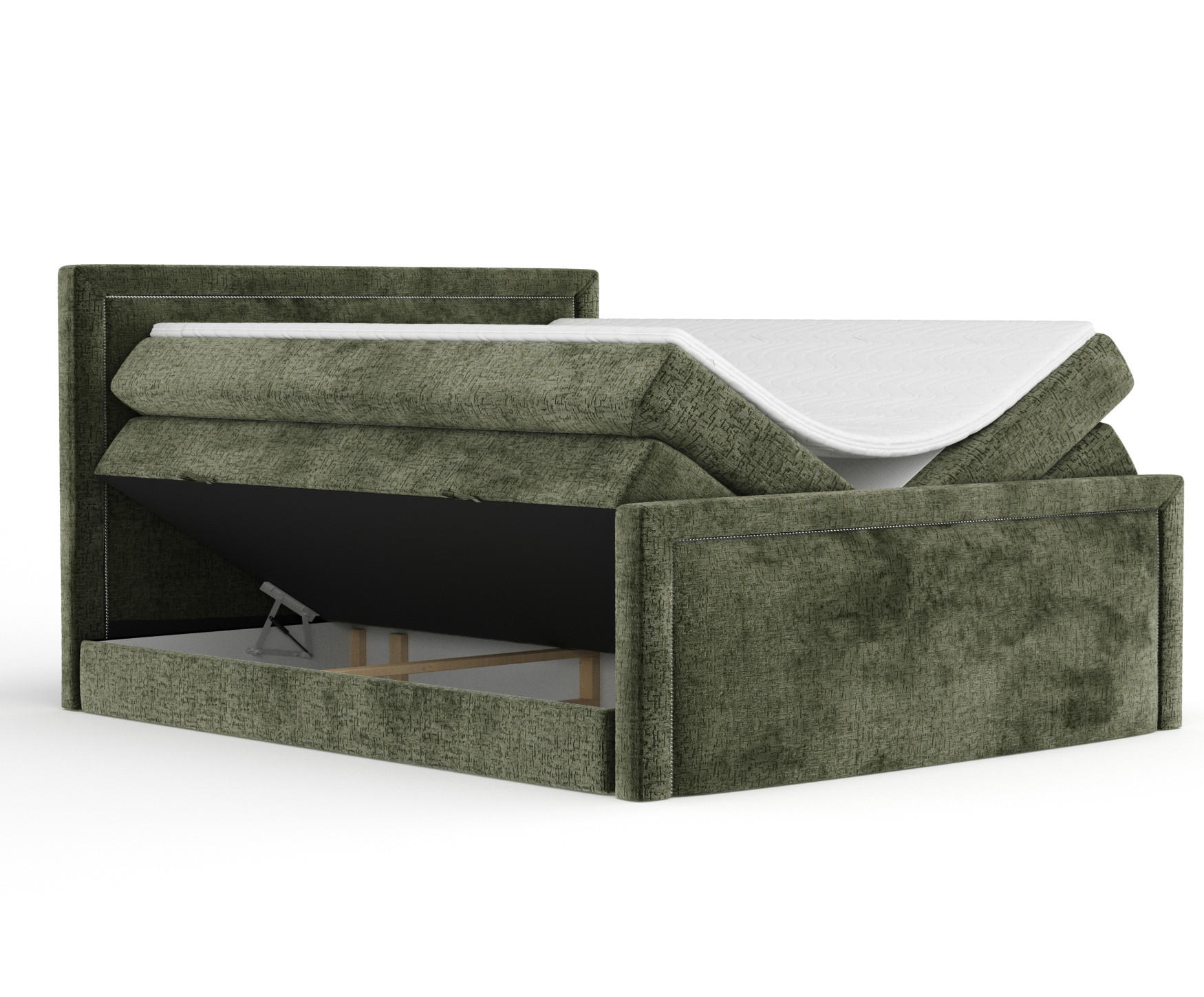 BOXSPRINGBETT Lavenda Olivenfarbe 160/200 cm - Schwarz/Olivgrün, Holz/Holzwerkstoff (160/200cm) - Maison de Reve
