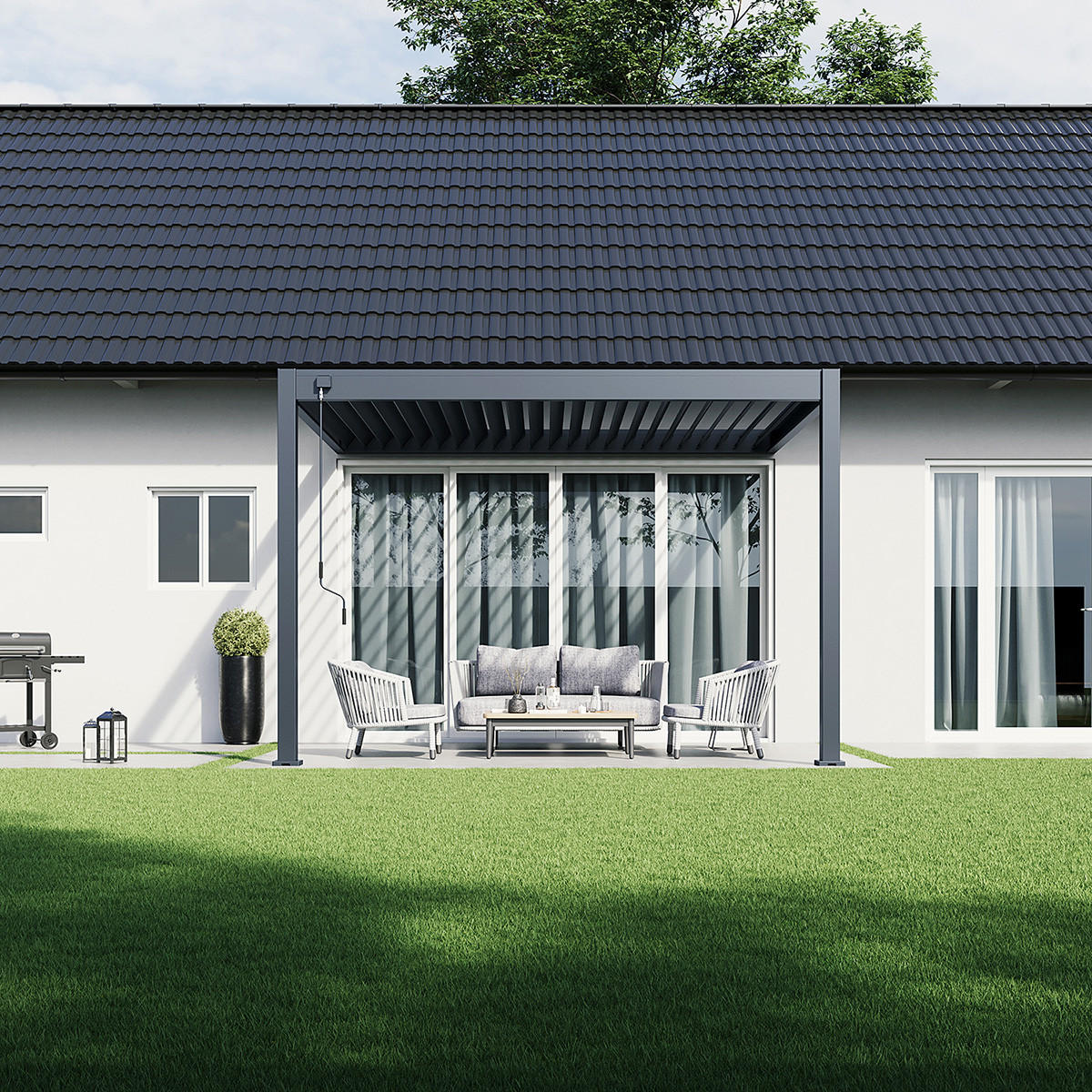 WANDPERGOLA Deluxe Terrassenüberdachung Aluminium 3 x 3,6 m anthrazit - Anthrazit, Metall (300/255/360cm) - WEIDE