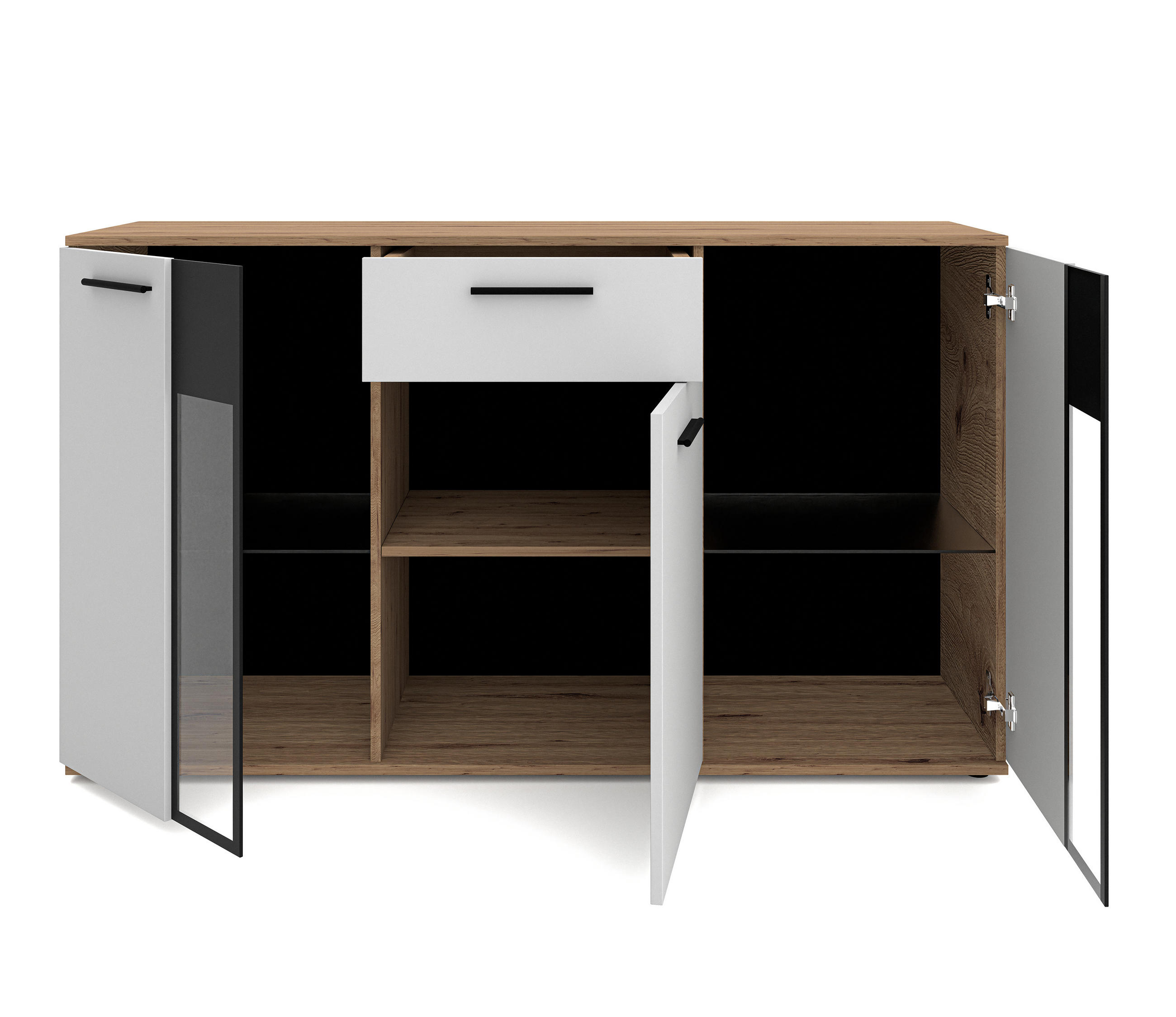 SIDEBOARD Formilo Artisan Eiche, Weiß Matt 140,4/80/40,2 cm – Kommode - Eiche Artisan/Weiß, Holzwerkstoff/Kunststoff (140/80/40cm) - AX Living