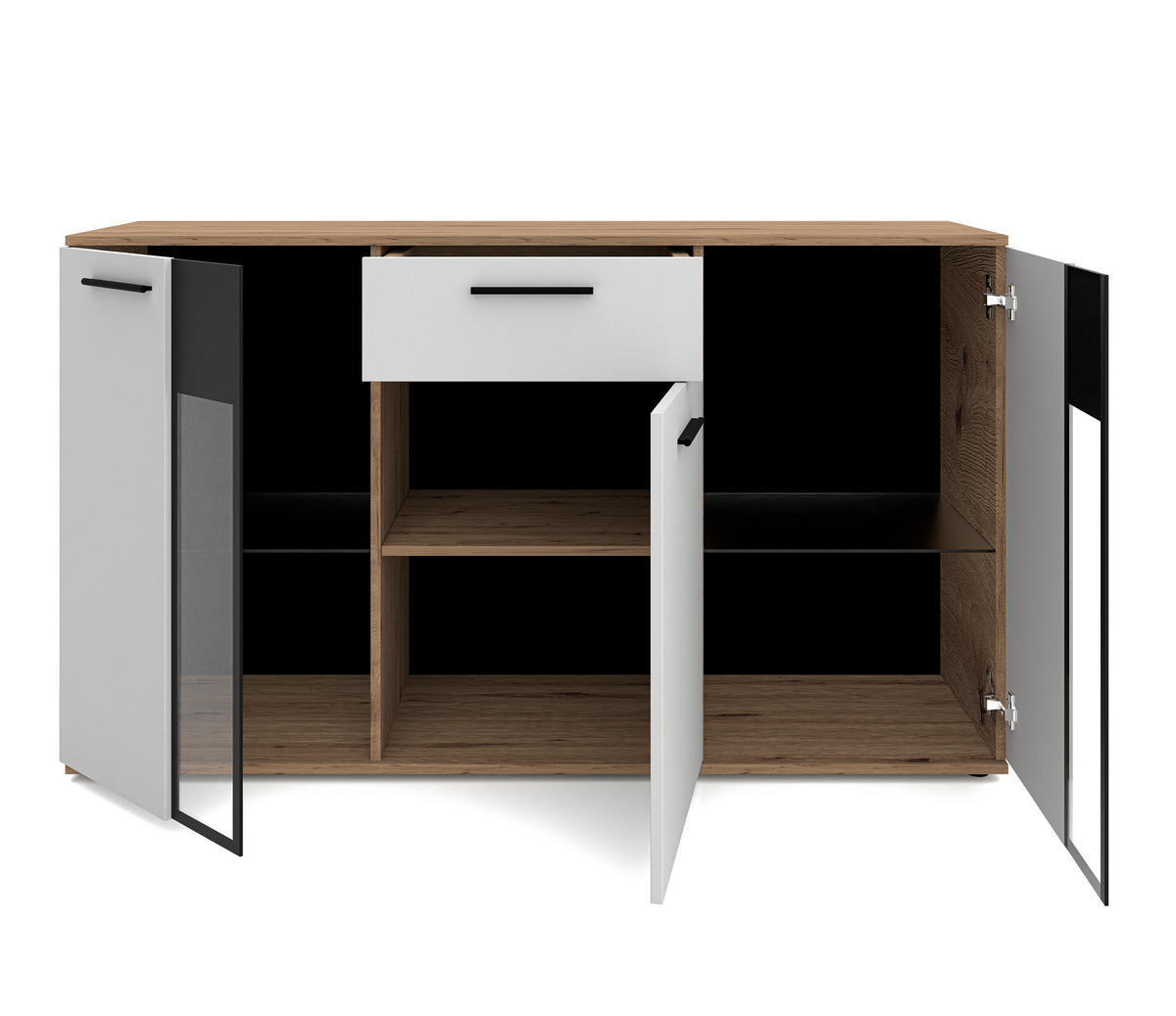 SIDEBOARD Formilo Artisan Eiche, Weiß Matt 140,4/80/40,2 cm – Kommode - Eiche Artisan/Weiß, Holzwerkstoff/Kunststoff (140/80/40cm) - AX Living