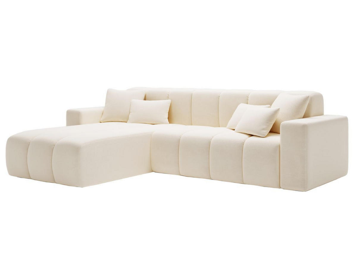 ECKSOFA Nork Creme Links - Creme, Holz/Textil (180/265cm) - Graingold