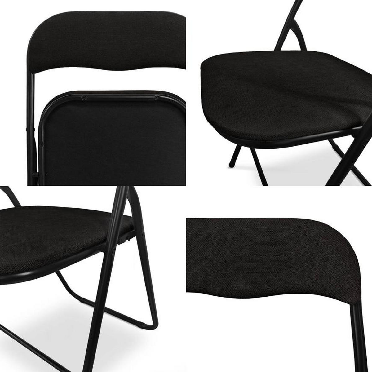 KLAPPSTÜHLE 6er-Set gepolstert, bordeauxroter Stoff und schwarze Metallbeine - Greta - Schwarz, Textil/Metall (44/78/46cm) - Sicaan