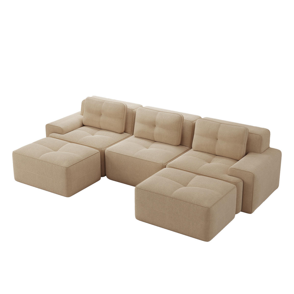 WOHNLANDSCHAFT Beige 293/177/69 cm 3-Sitzer Modular - Beige, Textil (293/69/177cm) - PANGIVO