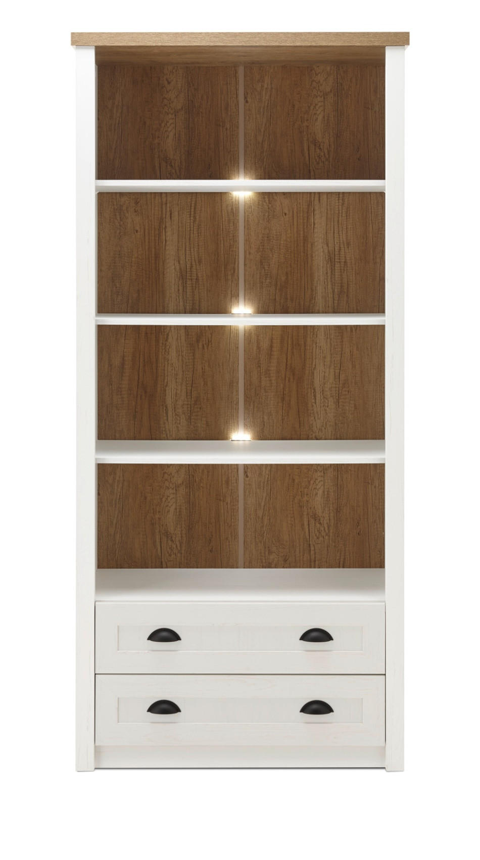 REGAL weiß Pinie, Eiche hell Landhaus, Standregal 90 x 198 cm - Eichefarben/Weiß, Holzwerkstoff/Metall (90/198/43cm) - Furn.Design