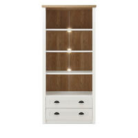 REGAL weiß Pinie, Eiche hell Landhaus, Standregal 90 x 198 cm - Eichefarben/Weiß, Holzwerkstoff/Metall (90/198/43cm) - Furn.Design