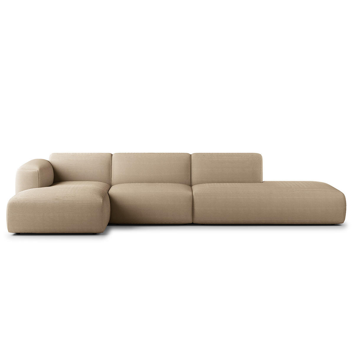 ECKSOFA mit Chaiselongue - Taupe/Schwarz, Kunststoff/Textil (290/173cm) - home24