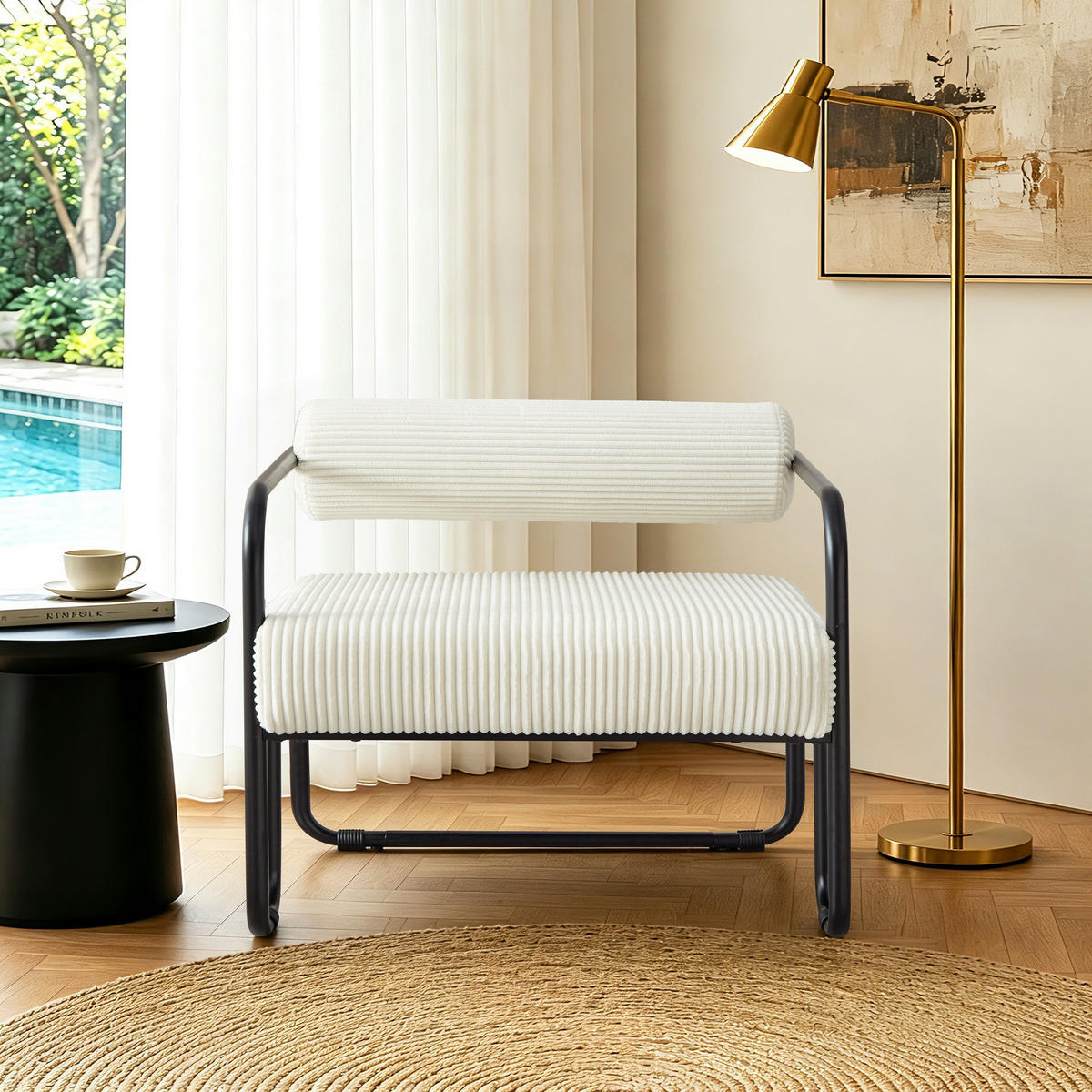 SESSEL Corduroy mit Metallgestell, DE-42392, Biege - Beige, Metall (68.5/70.5/73cm) - ComfortXL