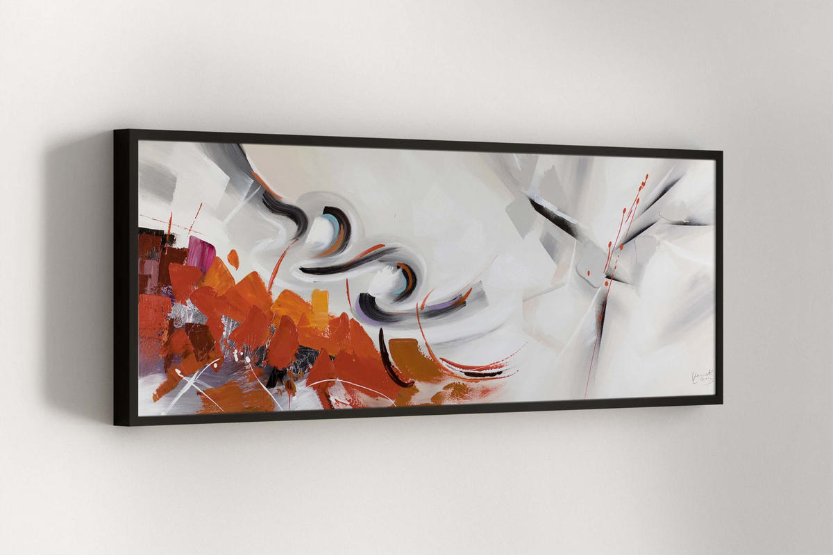 ÖLGEMÄLDE 150/50 cm - Rot/Grau, Holz/Textil (150/50cm) - KUNSTLOFT