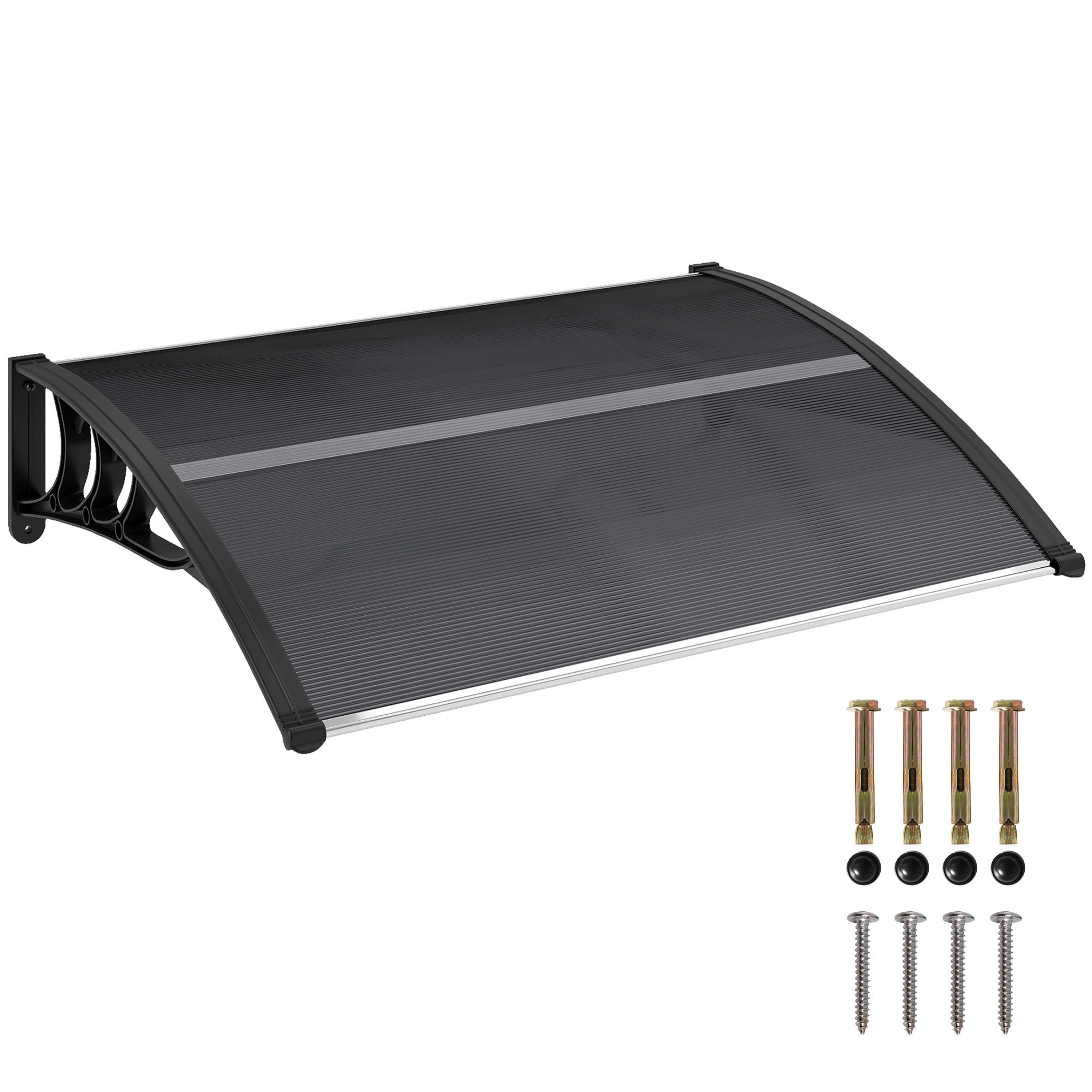VORDACH DE-07495 wetterbeständig mit UV-Schutz Schwarz - Schwarz, Kunststoff (75/23/100cm) - ComfortXL