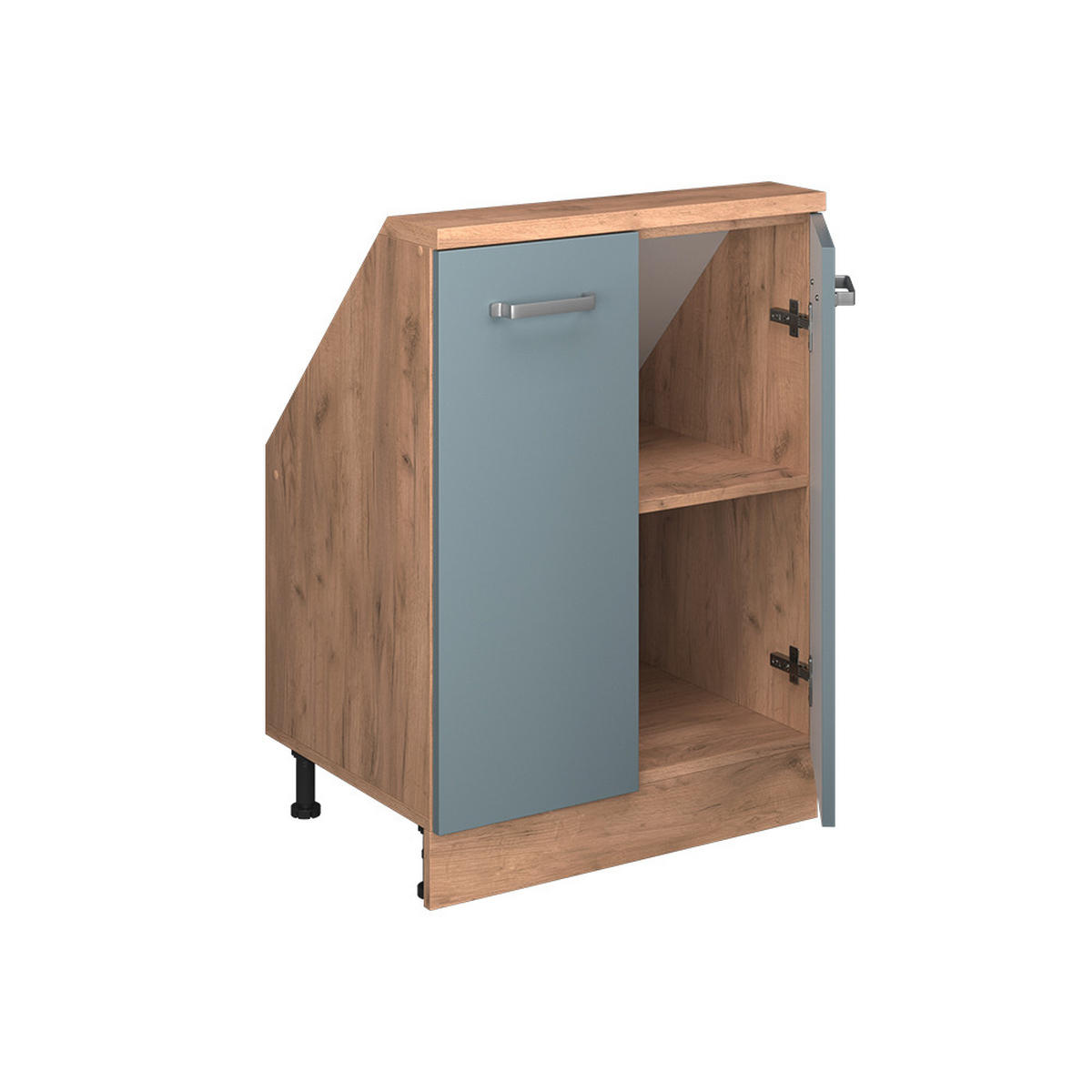 KUCHYŇSKÁ SKŘÍŇKA POD ŠIKMOU STŘECHU R-Line Modrošedý/zlatý dub - medově dubová/šedohnědá, kompozitní dřevo (60/81.6/46cm) - Vicco