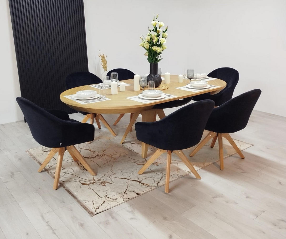 ESSTISCH INTARSIO Ausziehbar 130 - 230 / 130 x 76 cm - Eichefarben, Holz (130/130/76cm) - MASSENO