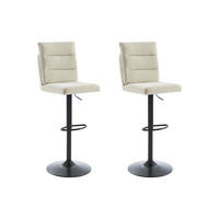 BARHOCKER 2er-Set - Stoff & schwarzes Metall - Höhenverstellbar - Beige - NORIEL - Beige, Textil (55/126/43cm) - Vente-Unique
