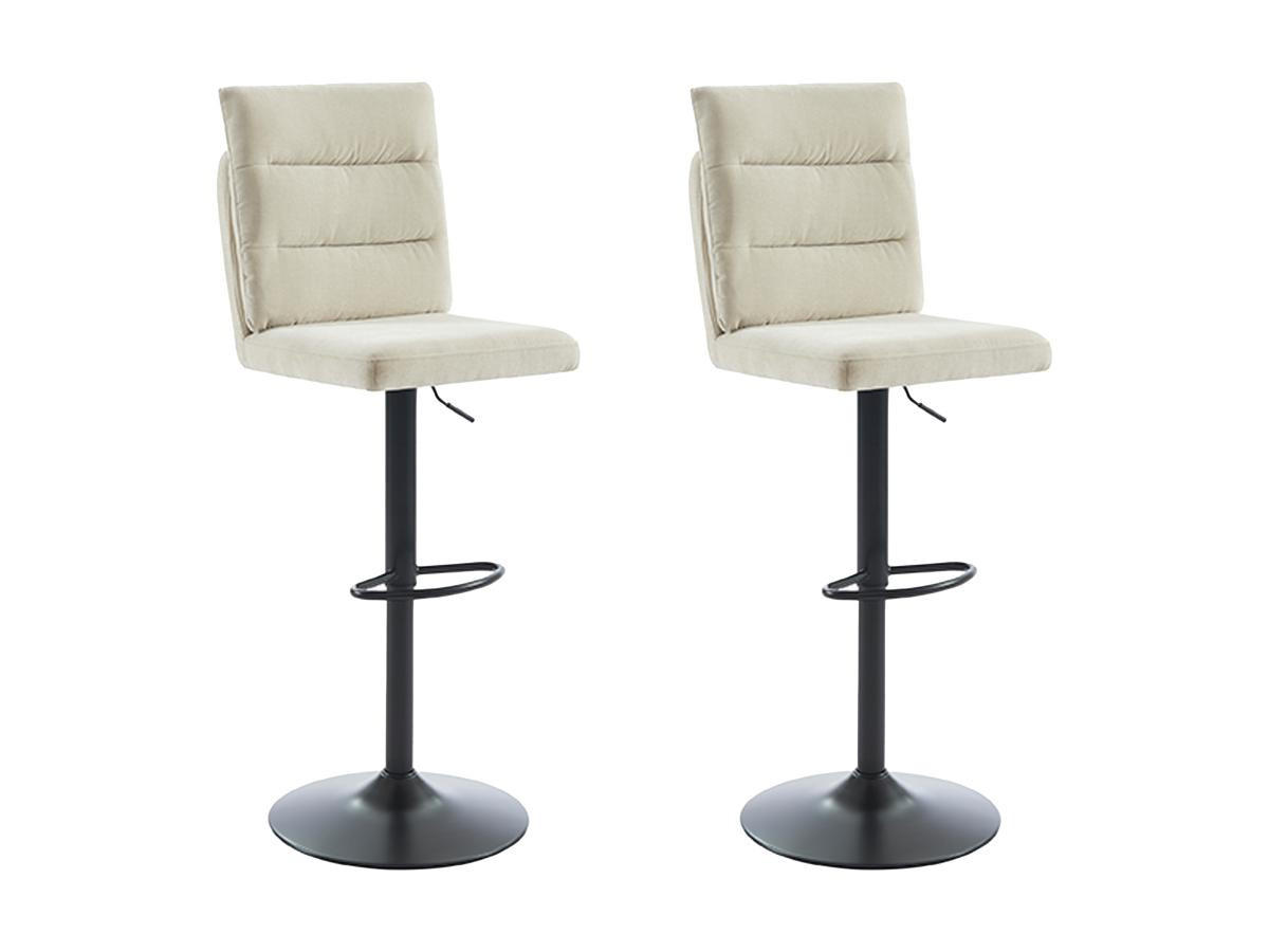 BARHOCKER 2er-Set - Stoff & schwarzes Metall - Höhenverstellbar - Beige - NORIEL - Beige, Textil (55/126/43cm) - Vente-Unique