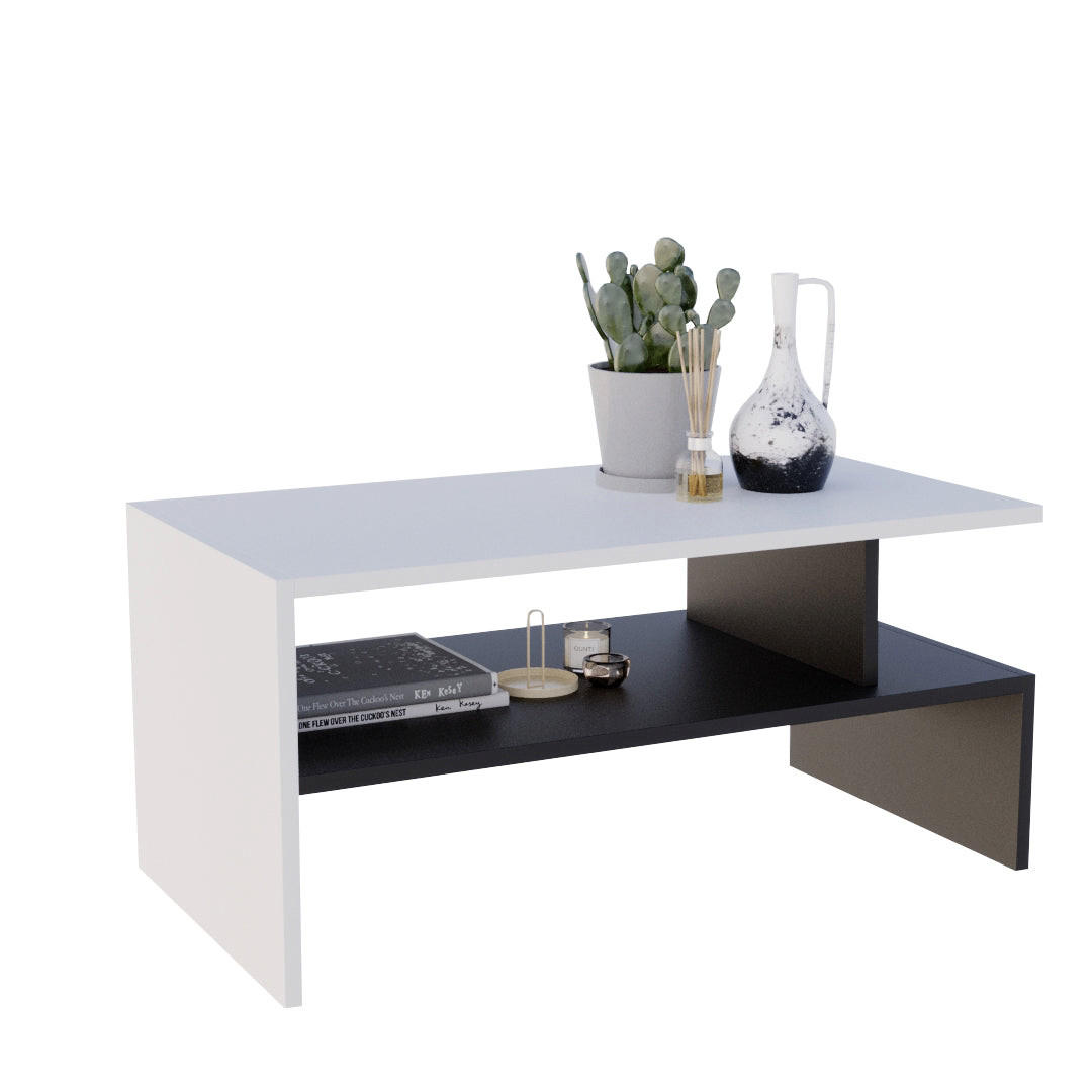 COUCHTISCH JULA 93 - Schwarz/Weiß, Holz (50/93/45cm) - Mat-Haus