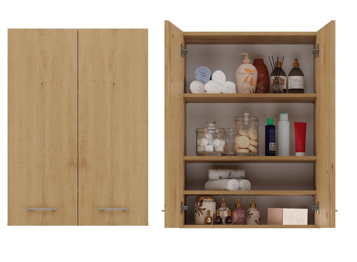 BADEZIMMERSCHRANK POLA MINI DD - EICHE ARTISAN - Eiche Artisan, Holzwerkstoff (64/90/30cm) - CDF