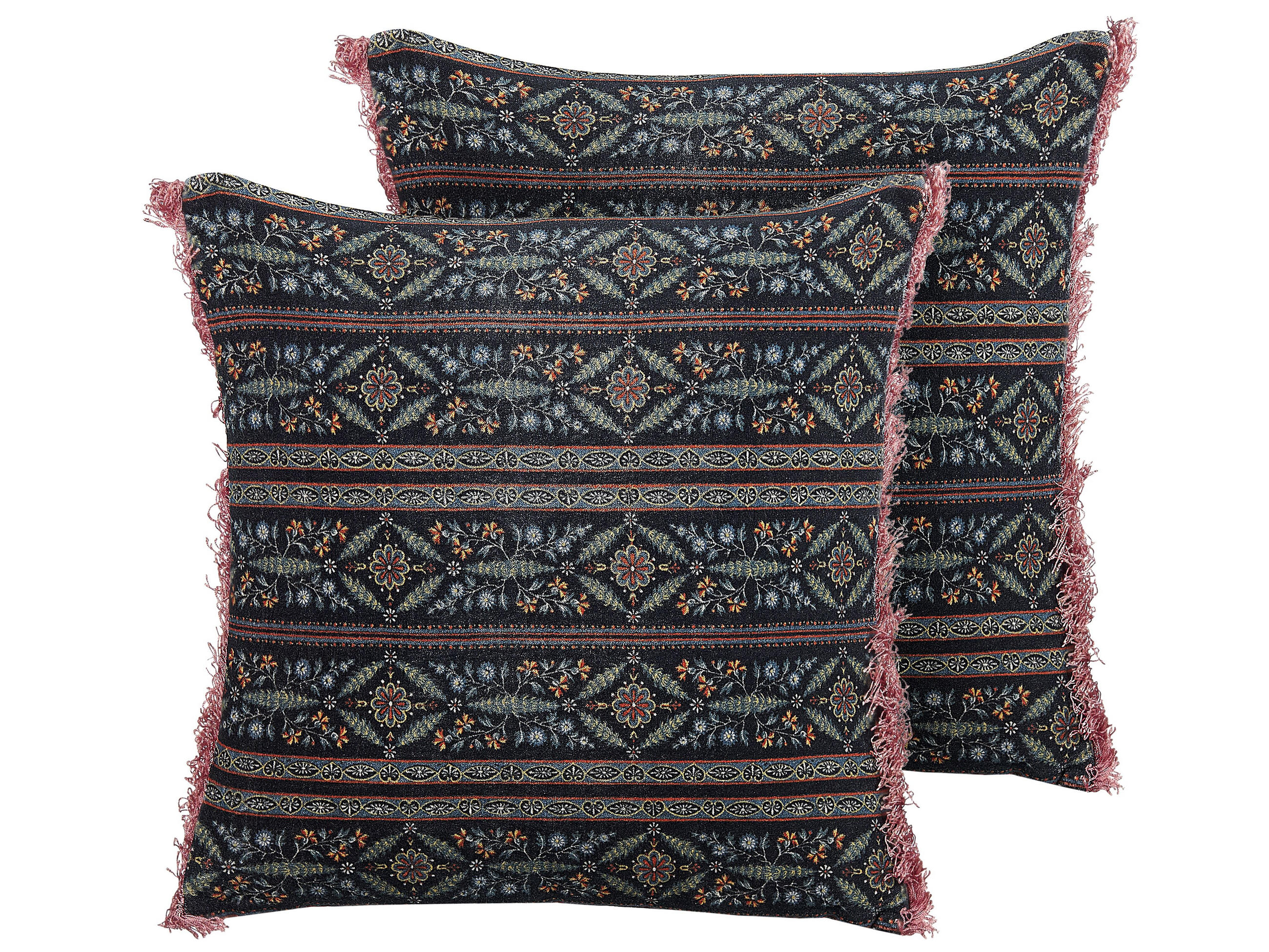 DEKOKISSEN 2er-Set Bunt 45/45 cm Ruta - Multicolor, Textil (45/45cm) - Beliani