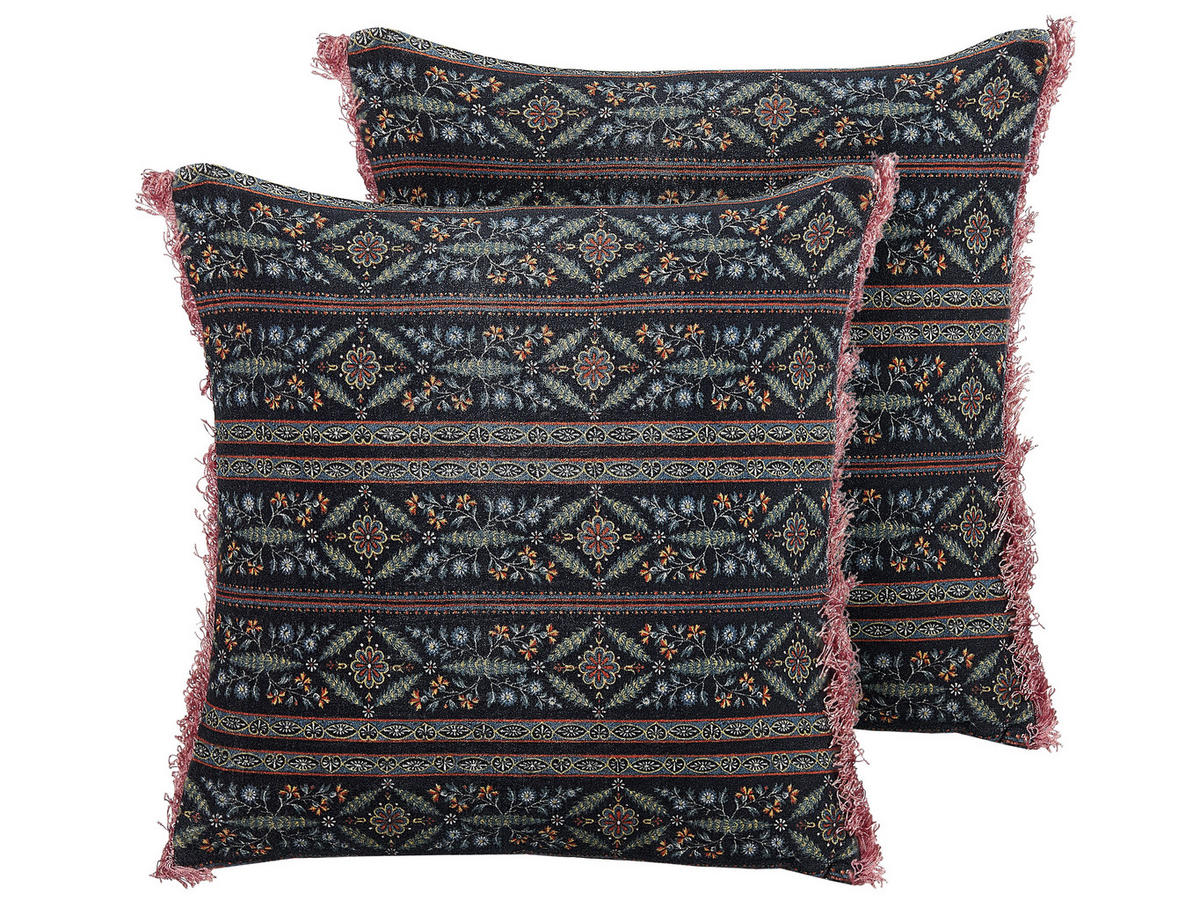DEKOKISSEN 2er-Set Bunt 45/45 cm Ruta - Multicolor, Textil (45/45cm) - Beliani