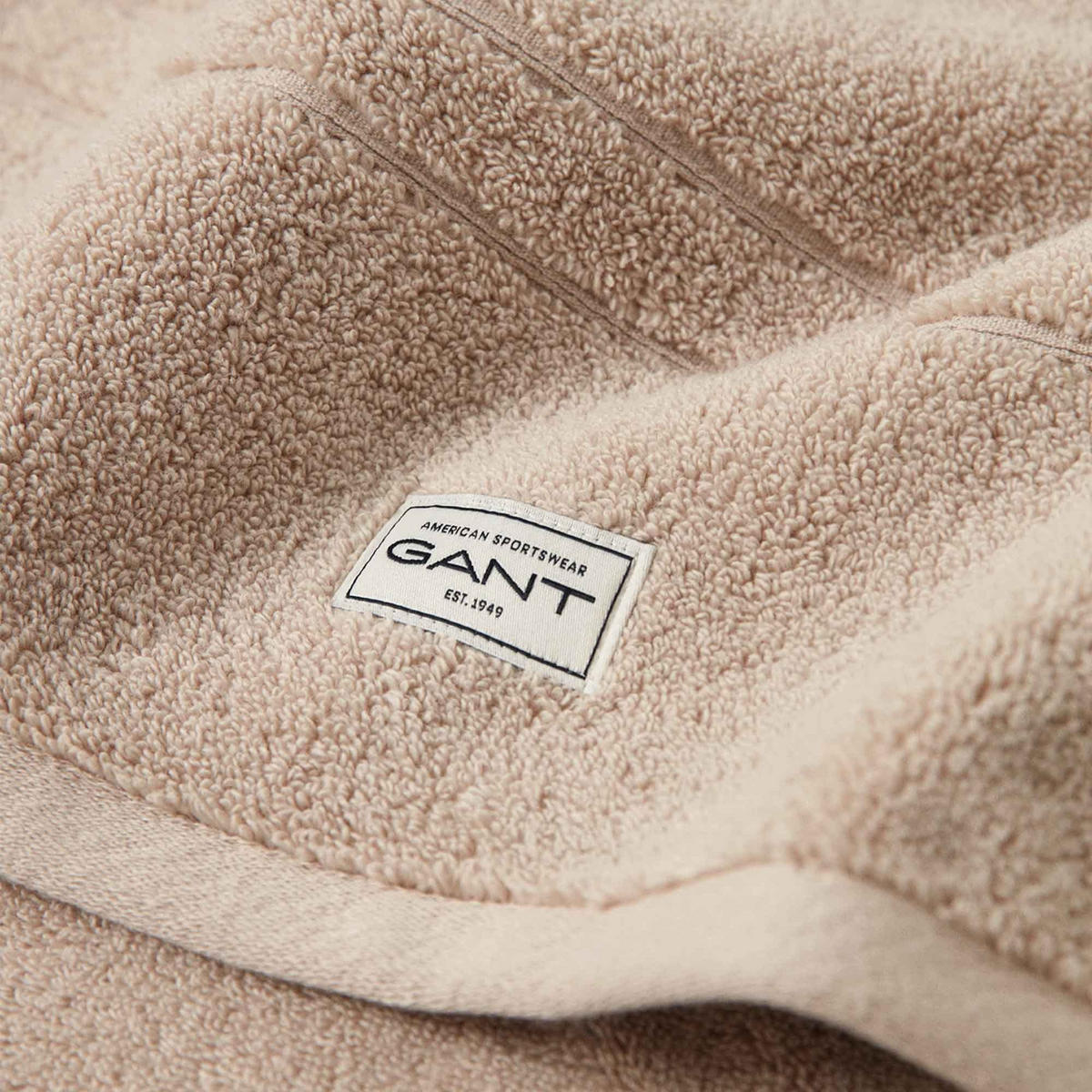 GANT Gästehandtuch 30 x 50 cm, 3er-Pack – Sand, uni mit kleinem Logo, Frottee aus Bio-Baumwolle - Beige, Textil (200/10/135cm) - GANT