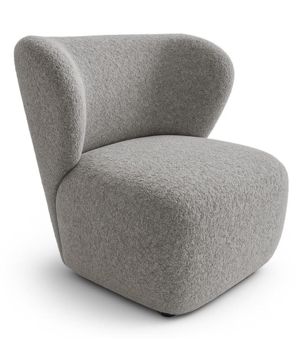 SESSEL Silber EVA Breites Rückenlehne Bouclé Stoff - Grau, Textil (82/74/74cm) - Sepro Meble