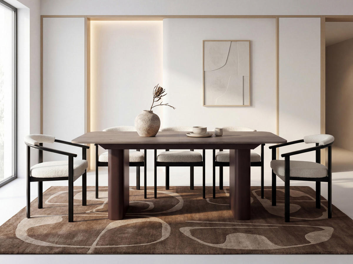 ESSTISCH Riven rechteckig ausziehbar verlängerbar mit Butterfly-Auszug, Eiche Braun 180-276/90/76 cm - Greige/Braun, Holzwerkstoff/Metall (90/276/76cm) - WFL GROUP