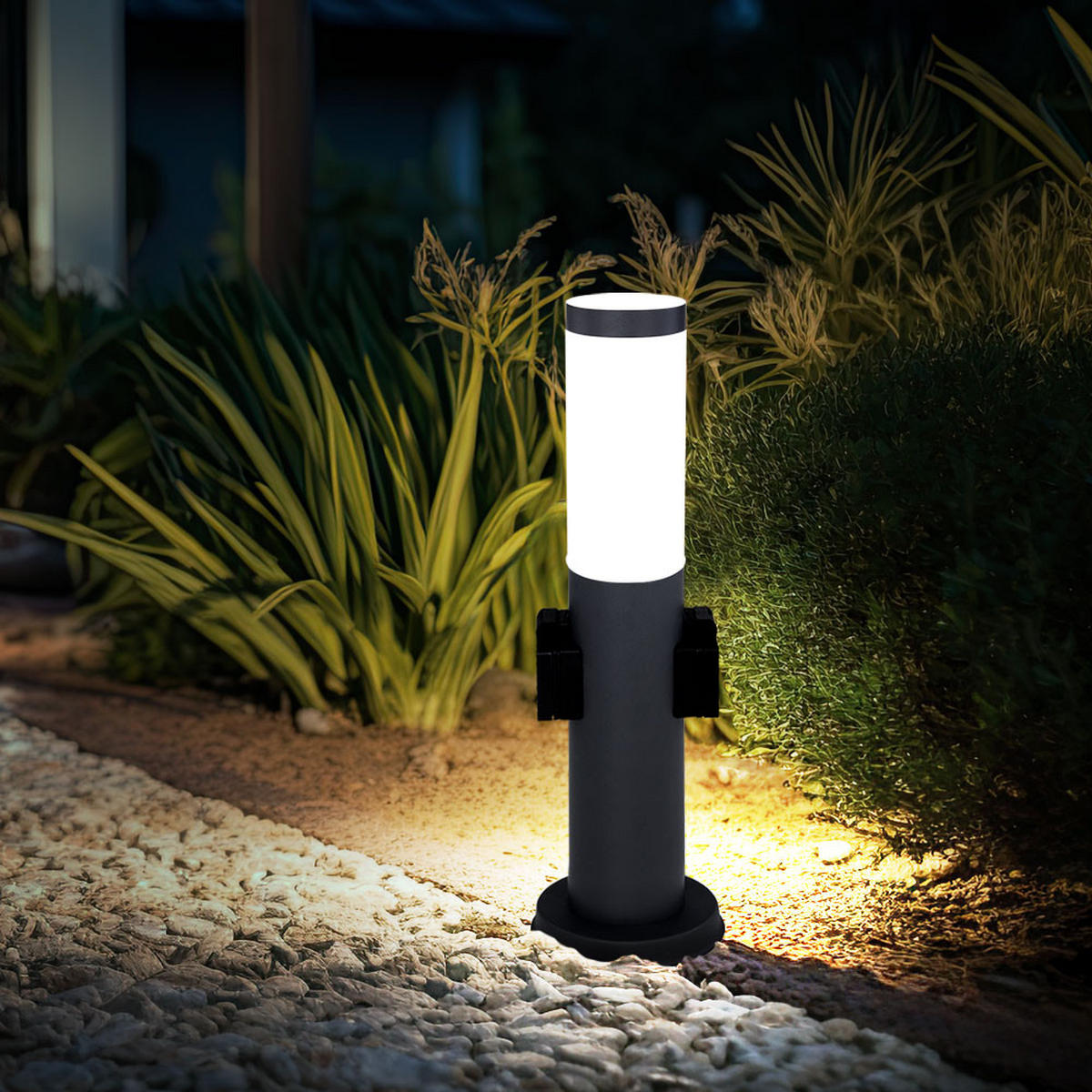 LED SOCKELLEUCHTE BOSTON Edelstahl Anthrazit - Anthrazit, Metall (12.7/12.7/45cm) - Globo Lighting