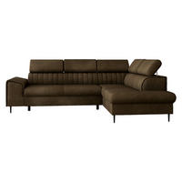 ECKSOFA Kadurin, Seite: Rechts - Dunkelbraun/Schwarz, Holz/Kunststoff (276/206cm) - MIRJAN24