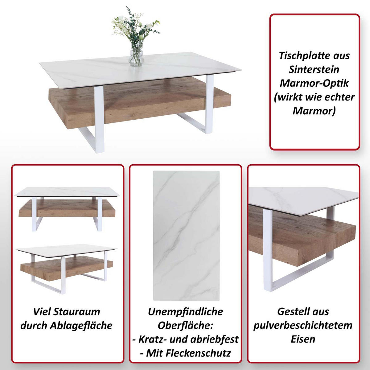 COUCHTISCH rechteck Weiß - Weiß, Holz (60/120/43cm) - MCW