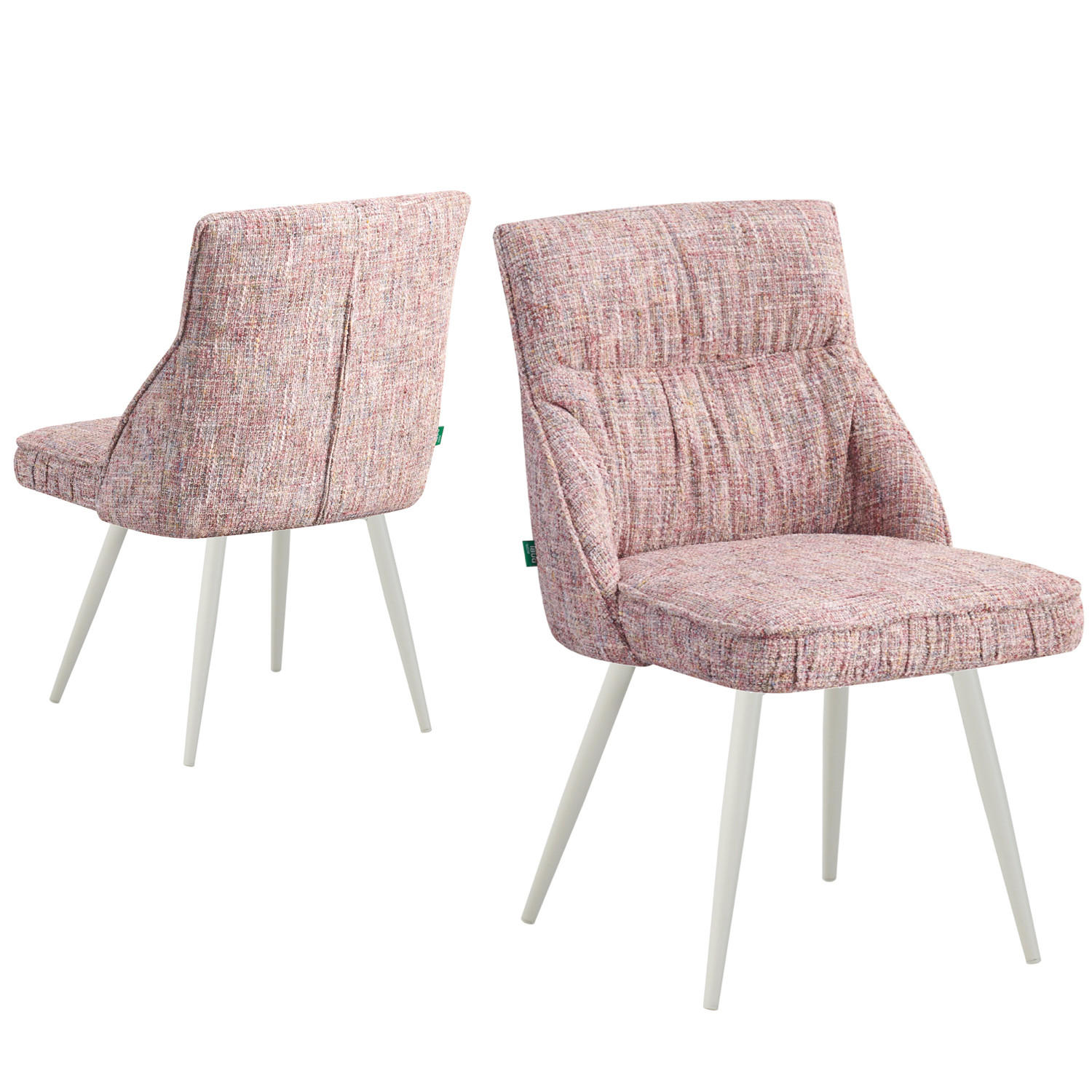 ESSZIMMERSTUHL MELINA 2er-Set - Hellrosa/Weiß, Textil/Metall (49/83/62cm) - DUBI Möbel