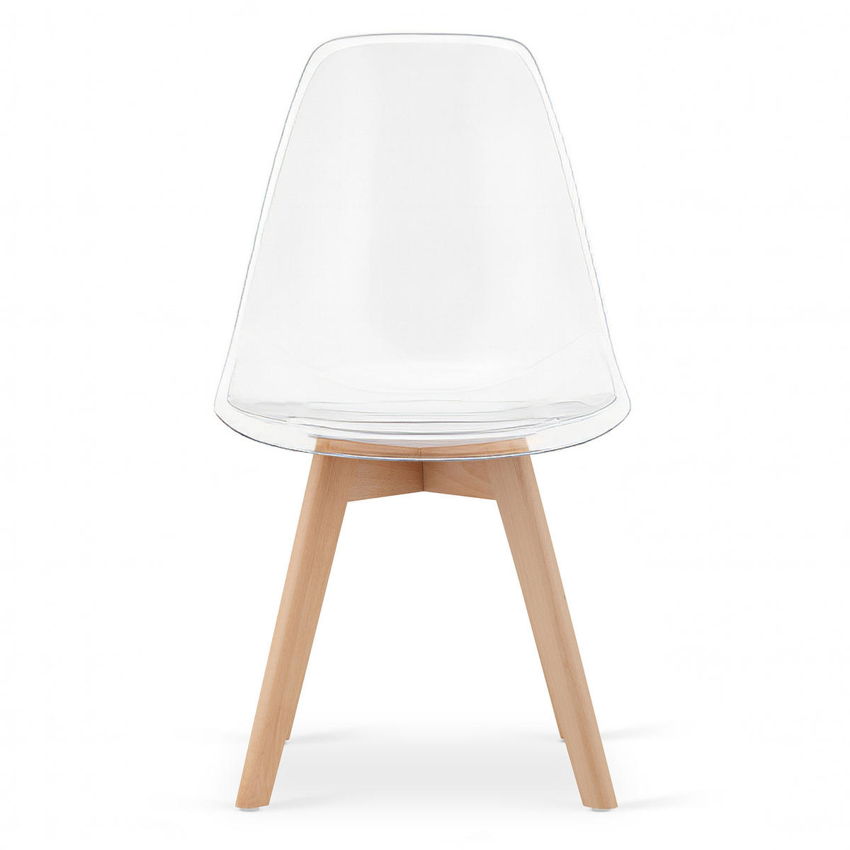 ESSZIMMERSTUHL 2-er Set KITO transparenter Sitz, natürliche Beine - Transparent/Naturfarben, Kunststoff (46/80/54.5cm) - Valora