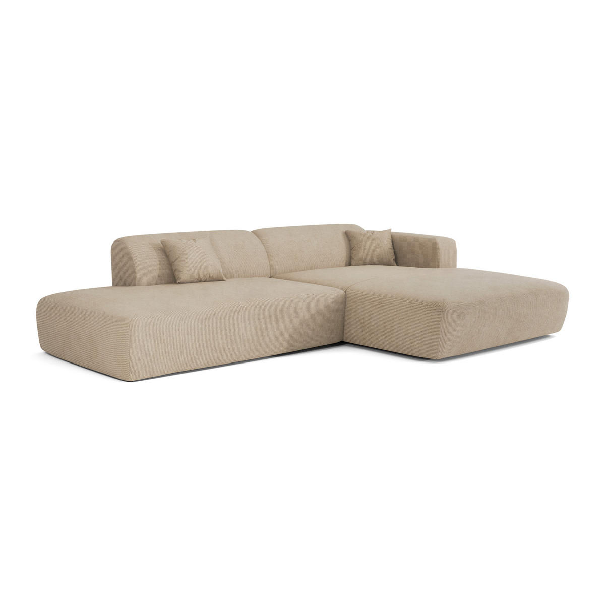 ECKSOFA RECHTS Gerippter Samt Beige 310cm - Beige, Textil (300/96cm) - Sia Home